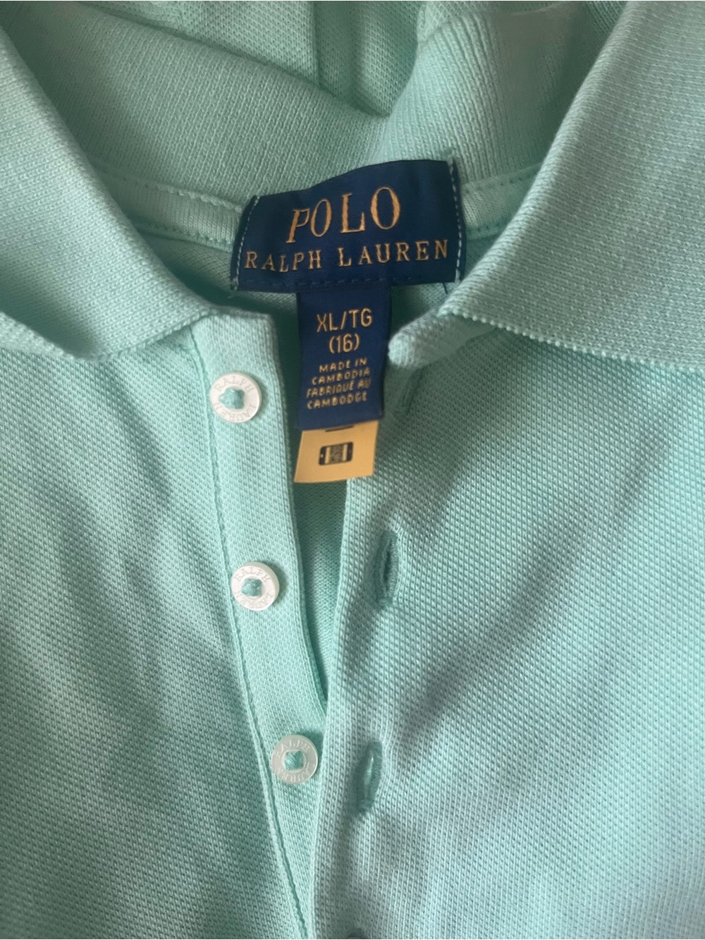 Polo by Ralph Lauren Girls Mint Green Polo Shirt with Pink Pony - Picture 2 of 4